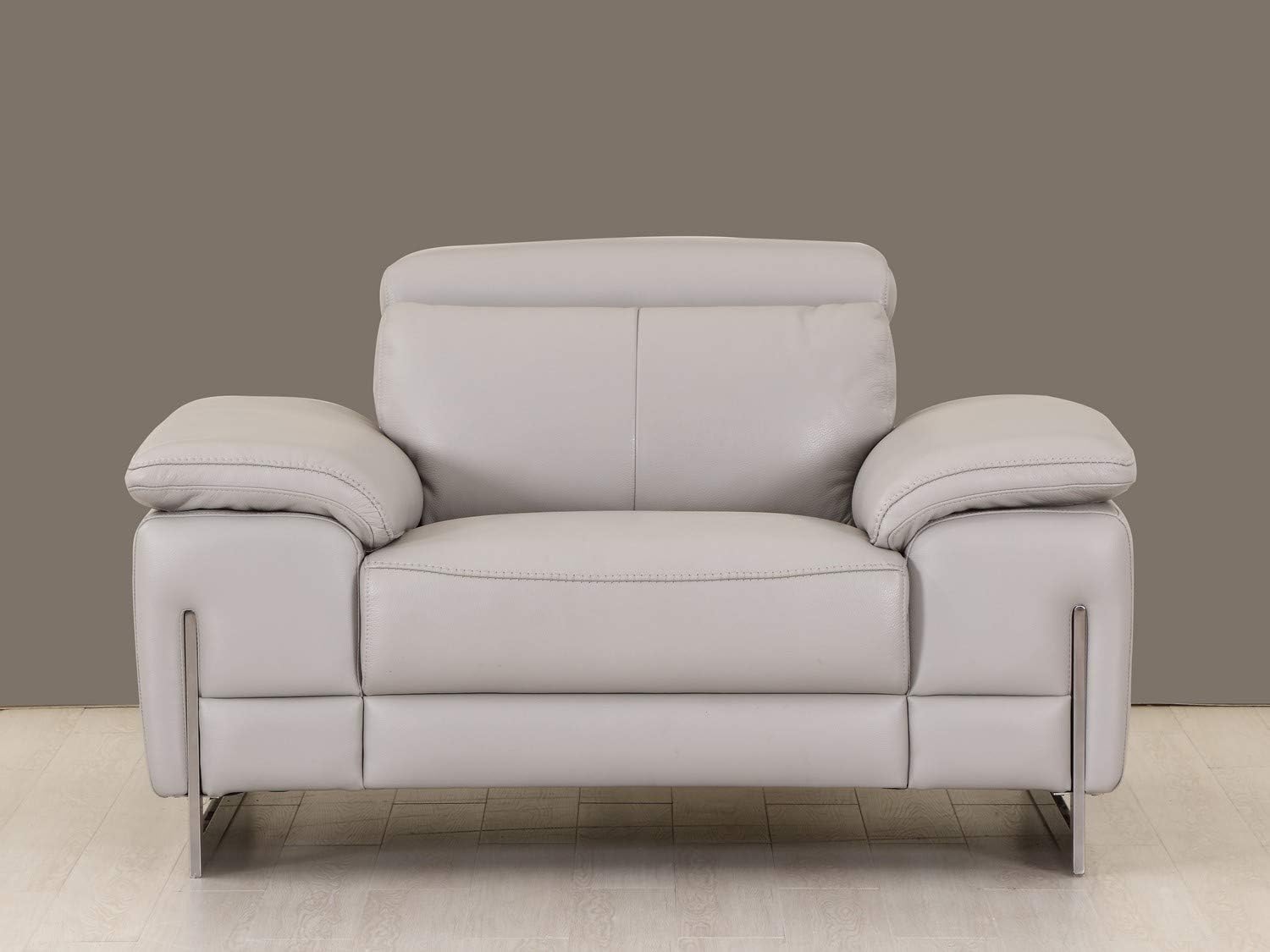 Blackjack Furniture, 636 Ellison Collection Top Grain Italian Leather Living Room Chair Light Gray: Furniture & Decor
