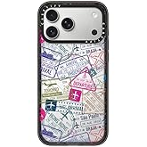 CASETiFY Impact iPhone 17 Pro Max Case [Slim/Compatible with Magsafe / 8.2 ft. 4X Military Grade Drop Protection] - Travel Stamps - Clear Black