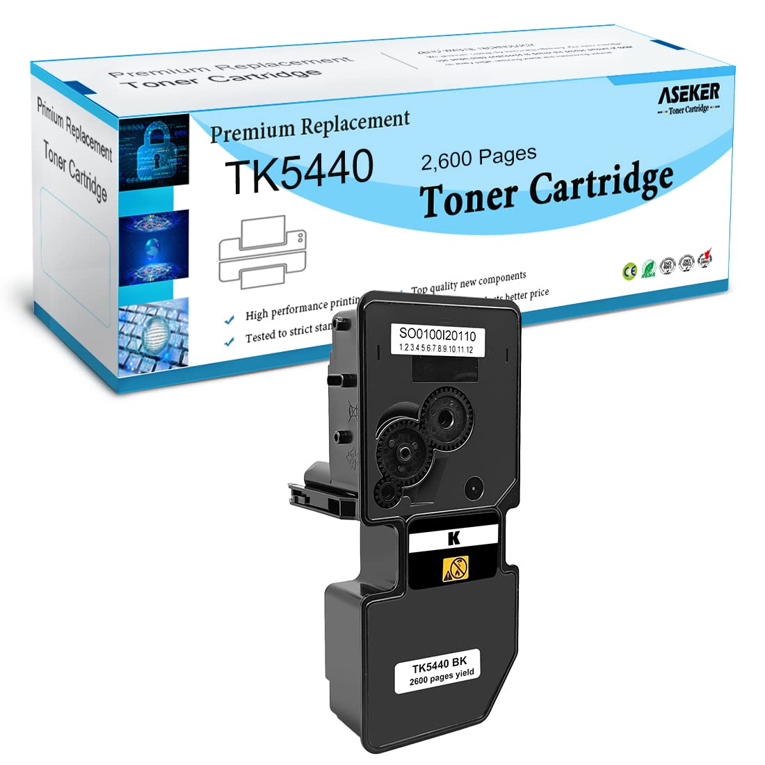 ASEKER Kompatibel TK-5440K TK-5440 TK5440 Tonerkartusche für Kyocera Ecosys PA2100cwx PA2100cx MA2100cfx MA2100cwfx Drucker 2600 Seiten TK-5440K (Schwarz)