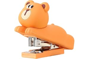 Honagu Cartoon Mini Silicone Stapler with Staples, 35 Sheet Capacity, Cartoon Stereo Modelling, Gift for Student or Office Us
