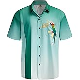 Hardaddy Men's Vintage Bowling Shirt Short Sleeve Button Down Hawaiian Summer Beach Printed Casual Shirts