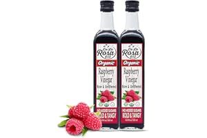 DE LA ROSA 613 De La Rosa Raspberry Vinegar Organic, Raw & Unfiltered Pure Vinegar, Vegan, Gluten Free & Kosher, Raspberry Vinaigrette Salad Dressing & Marinades, Raspberry Vinaigrette 16.9 Oz (Pack of 2)
