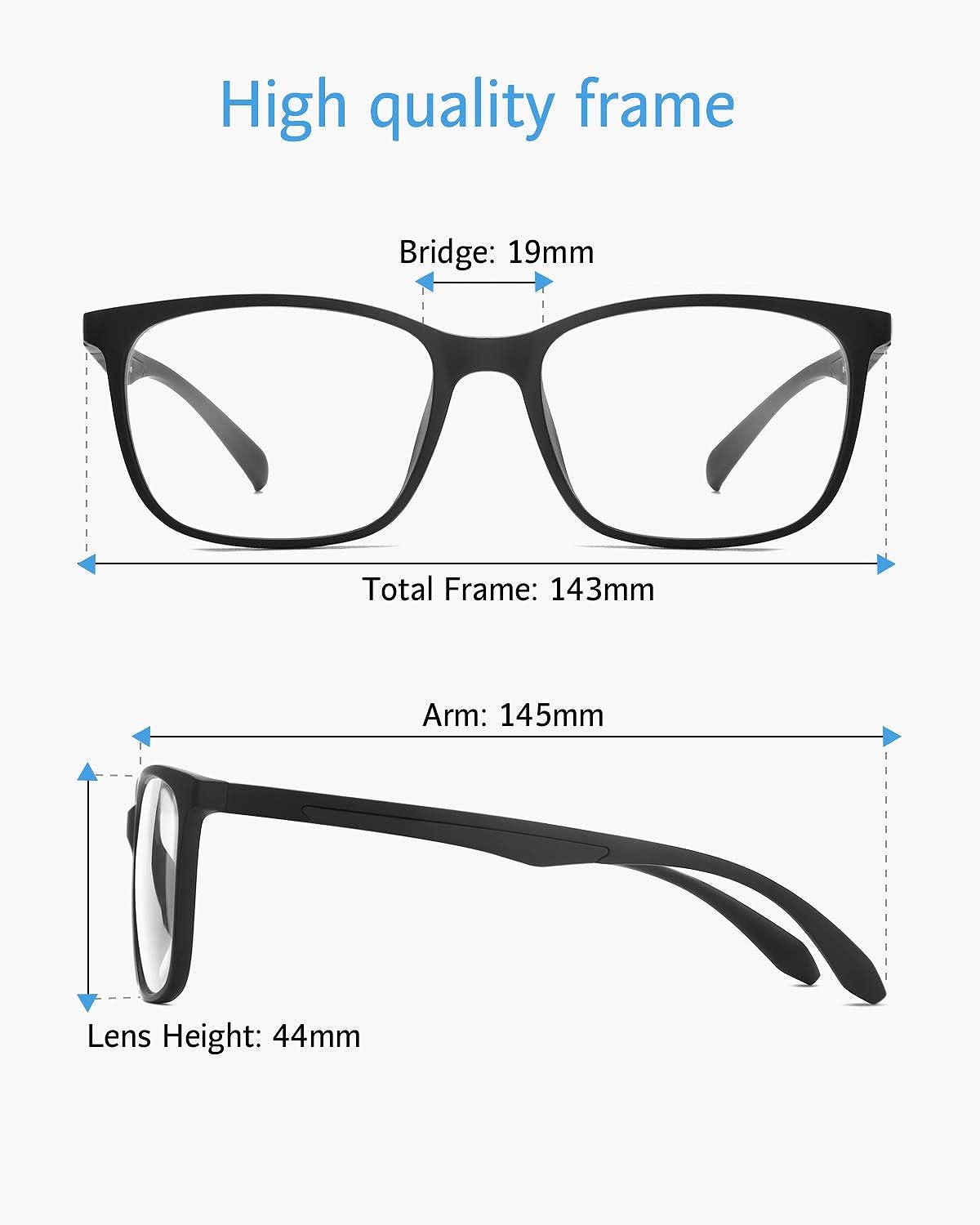 ANRRI Blue Light Blocking Glasses for Computer Use, Anti Eyestrain Lens Lightweight Frame Eyeglasses, Black, Men/Women: Clothing