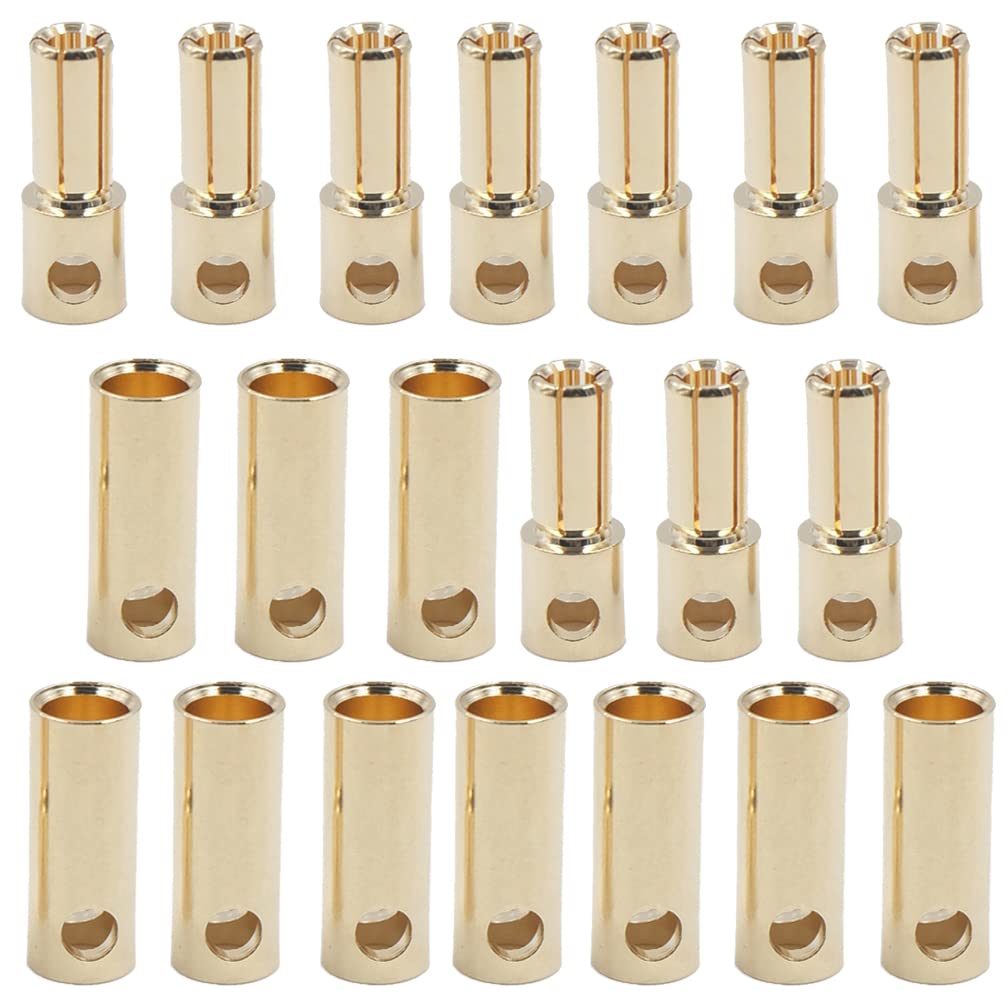 Boladge 20 Pairs Gold-Plated 5.5MM Banana Plug Bullet Male Female Connector Adapter for ESC Motor RC Lipo