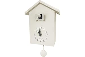 WALPLUS Modern Cuckoo Clocks for Wall Hourly Chiming Coo Coo Clock Volume Adjustable Cookoo Clock Removable Pendulum Christmas Cuckoo Gift White Interior Decoration