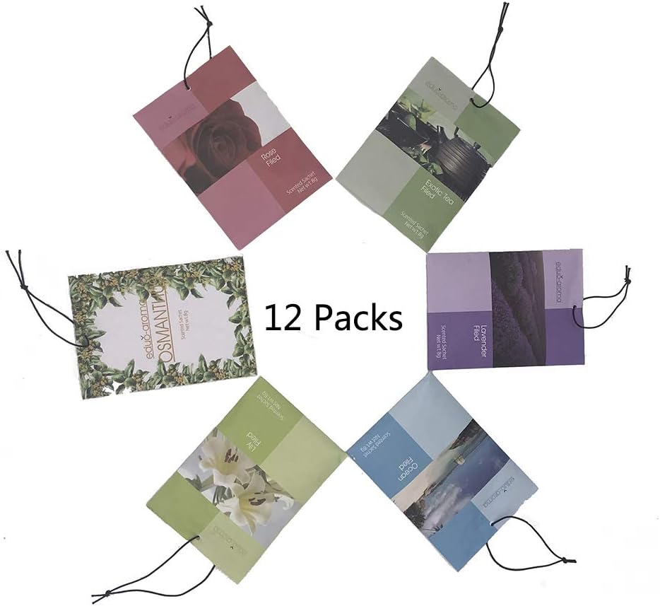 Premium Scented Sachet Bags for Drawers, Closets and Cars, Fresh fragrance(12 pack of Mix Packing) for Home Fragrance, Natural Deodorizer, Moth Repellent,Closets Clothes Freshener.
