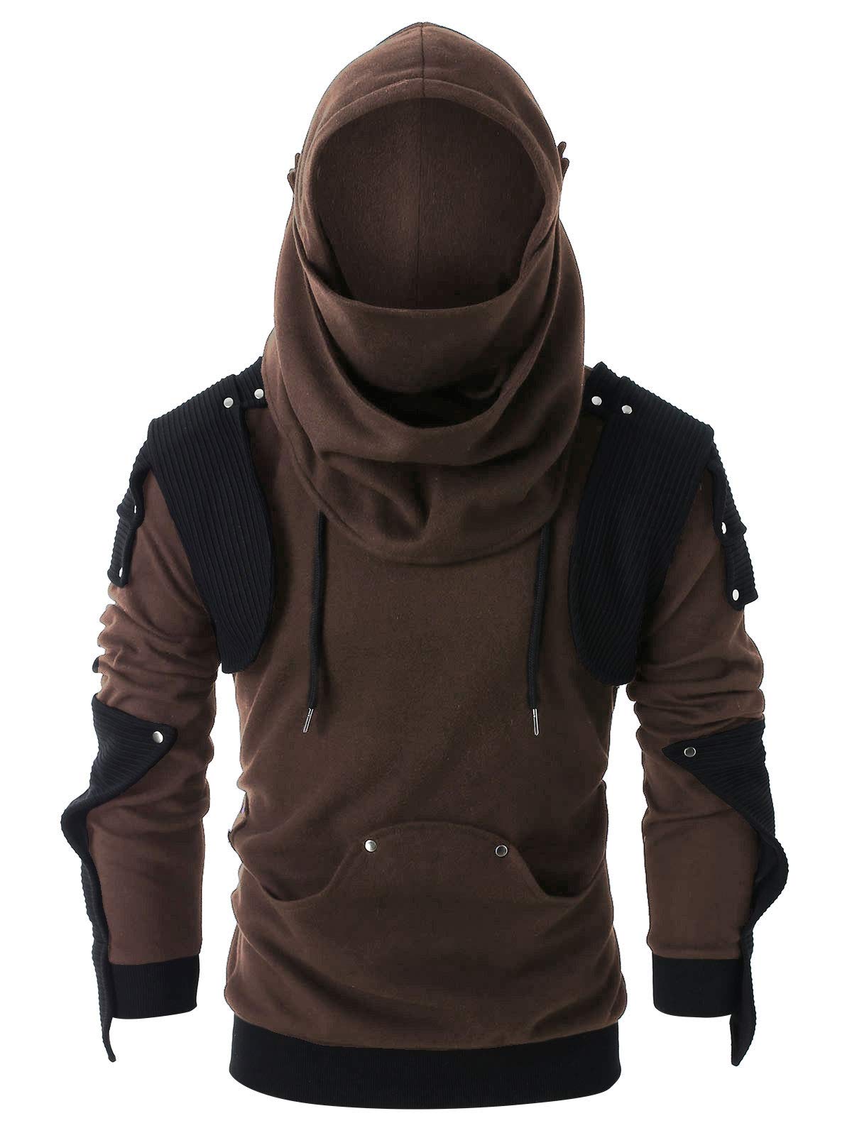 JMSUN New Man Rivet Long Sleeve Drawstring Pullover Hoodie