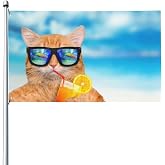 Outdoor Flags Cat Summer Garden flag Double Sided Yard Flags 3x5FT Spring Summer Holiday Garden Decor for Outside, Lawn, Porch, Balcony.