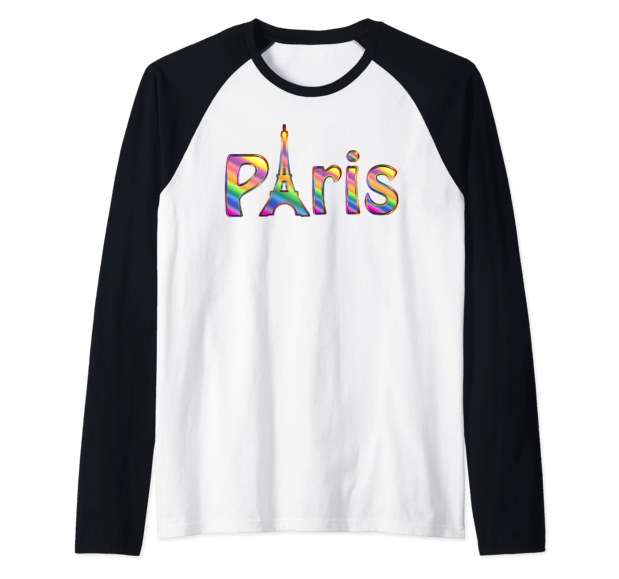 Paris France Souvenir Rainbow Colors Raglan Baseball Tee