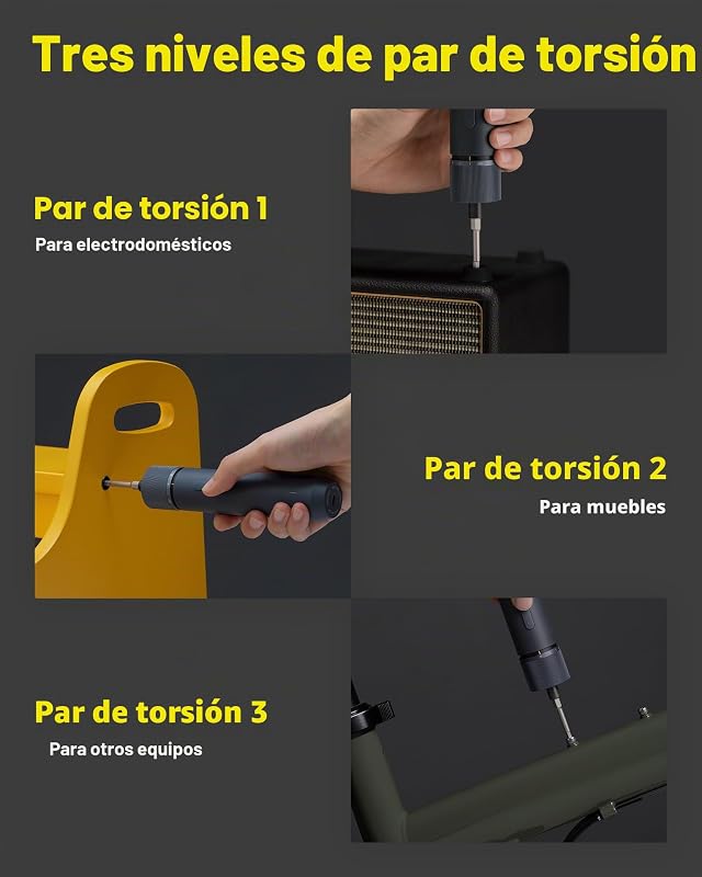 Juego de Destornilladores Eléctricos, 3.6V con 25 Puntas, Carga USB-C