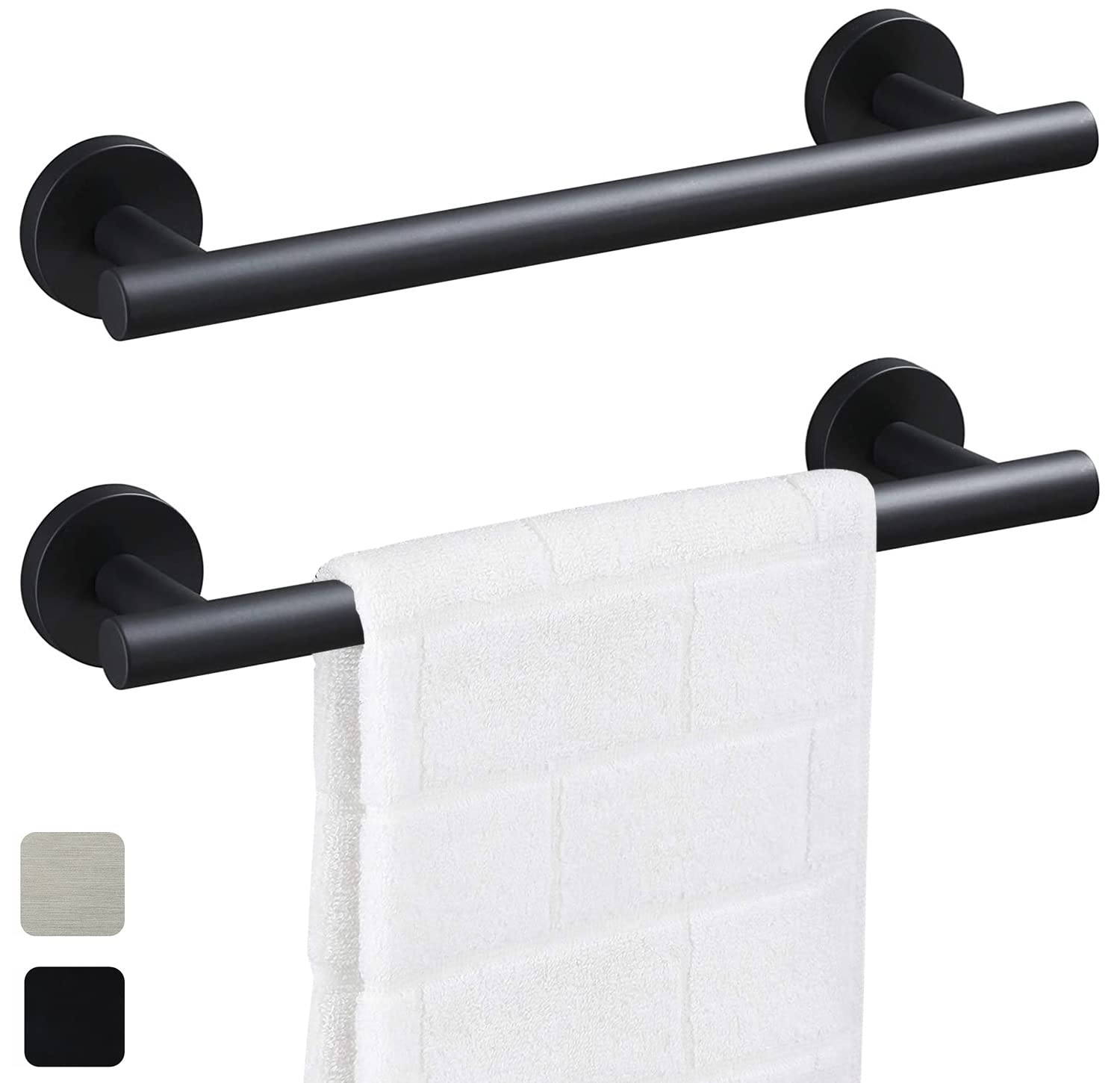 Photo 1 of 12 Inch Towel Bar 2 Pack for Bathroom 9/12/16/24/28/33 Inch Kitchen Hand Towel Holder Matted Black Stainless Steel 304 RUSTPROOF Wall Mount Towel Rod 2 of Pack (2, Matted Black, 12 Inch)