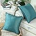 CaliTime Pack of 2 Silky Throw Pillow Covers Cases for Couch Sofa Bed Modern Light Weight Dyed Striped 20 X 20 Inches Teal