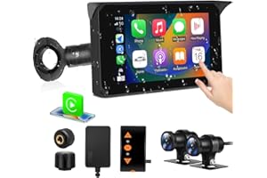 VSYSTO Motorcycle Carplay Screen, Wireless Carplay and Android Auto, GPS Navigation, Parking Monitoring, TPMS, WiFi 5 Inch To