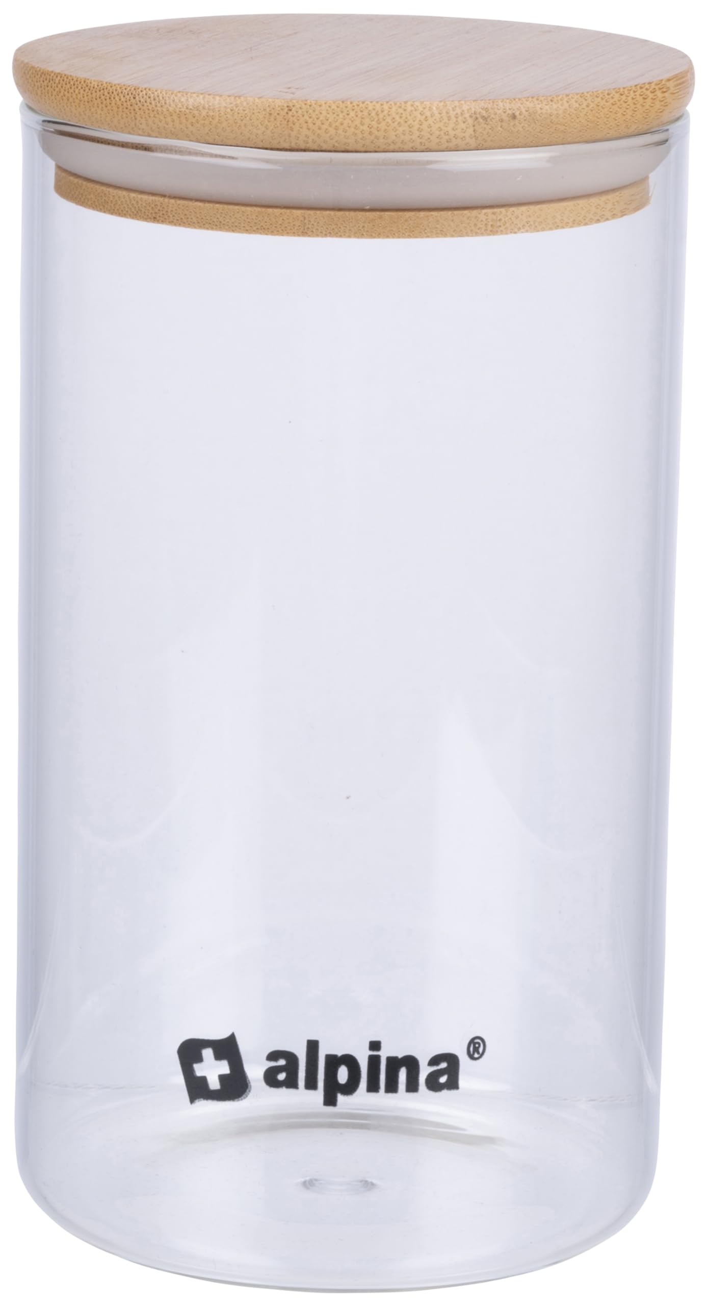 alpina Storage Jar 900ML - Glass Jar with Lid - Borosilicate Glass/Bamboo Storage Jar - Candy Jar - Suitable for Candy, Rice, Spagetthi, Cornflakes and More - Dishwasher Safe