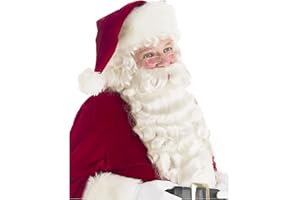 Costume Adventure Deluxe Santa Beard and Wig Set Santa Claus Beard and Wig Set with Velvet Red Storage Bag - One Size