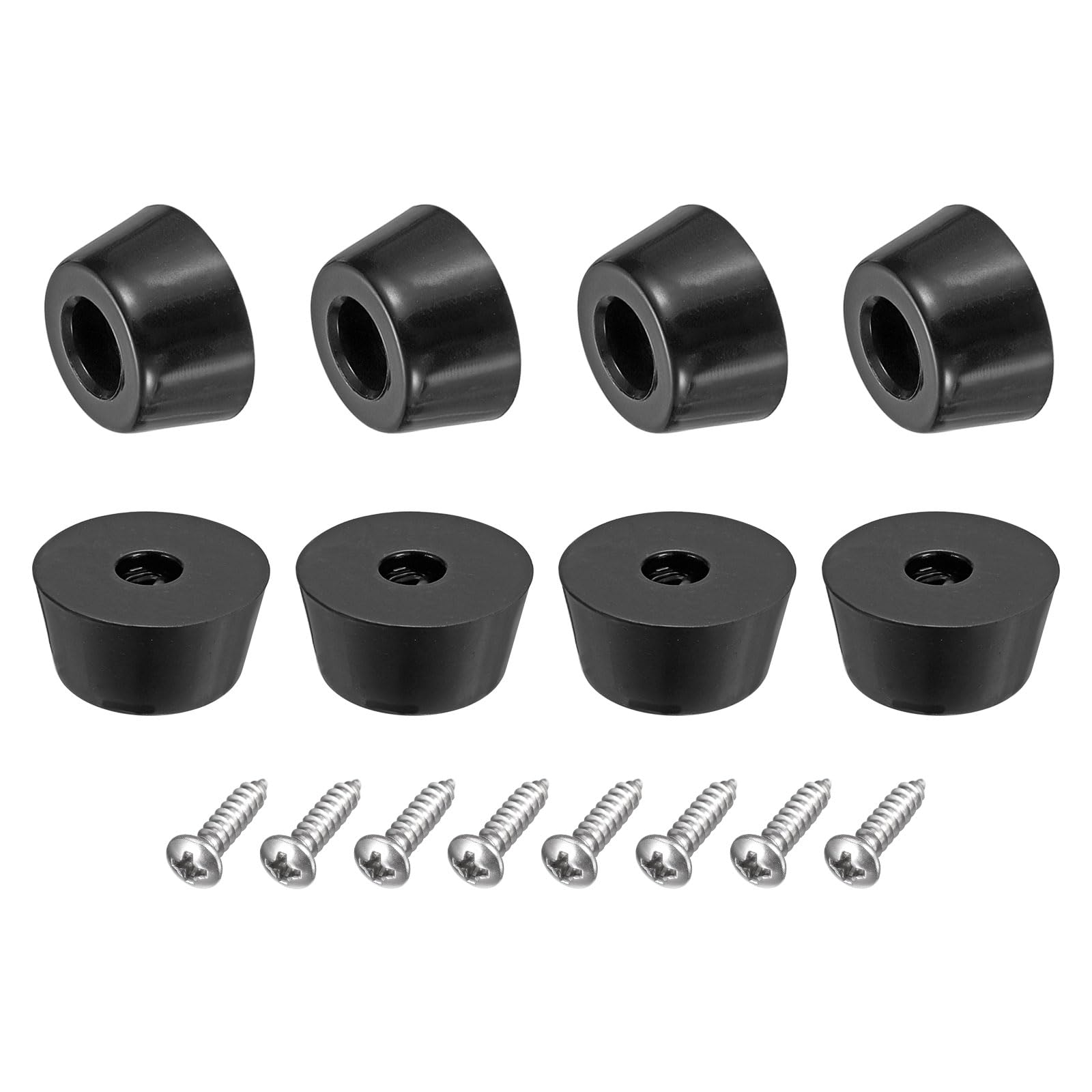 uxcell 8Pcs Rubber Bumper Feet, 0.41" H x 0.79" W Round Pads with Stainless Steel Washer and Screws for Furniture, Appliances, Electronics