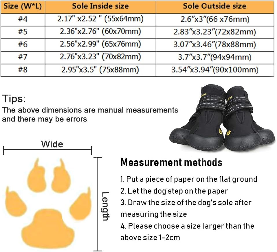 Zacro 4PCS Protective Dog Boots, Waterproof Shoes Outdoor Shoes for
