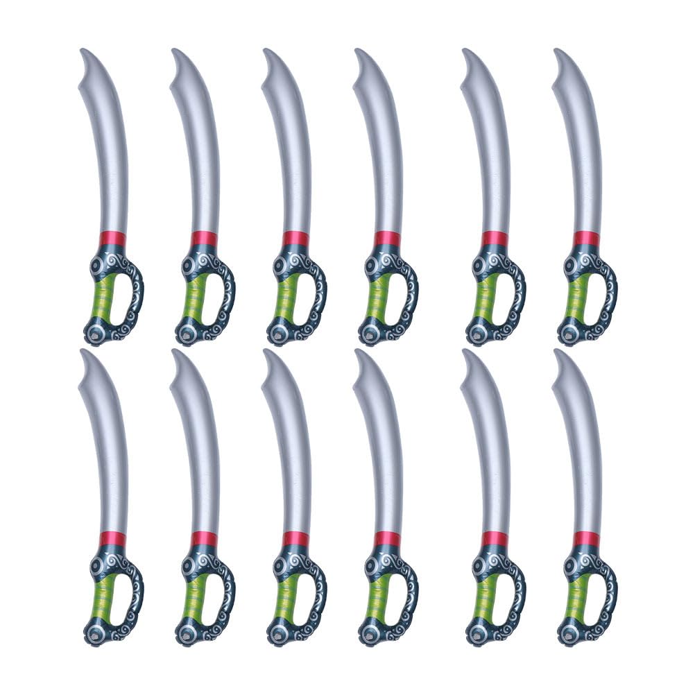 12Pcs Inflatable Pirates Sword Blow up Sword Cosplay Toys Props Kids Birthday Party Supplies Summer Pool Swimming Party Water Toy