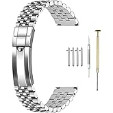 20mm 22mm Quick Release Jubilee Watch Band for Men Women Screw-In Stainless Steel Watch Bracelet Metal Watch Bands With Curved Lug Ends Parts Jubilee Bracelet Strap with Diving Buckle