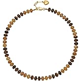Jelowin Colorful Beaded Choker Necklace for Women, Handmade Gemstone Necklace with Natural Stone and 18K Gold Plated, Boho Beaded Necklaces for Women Beach Jewelry Gift