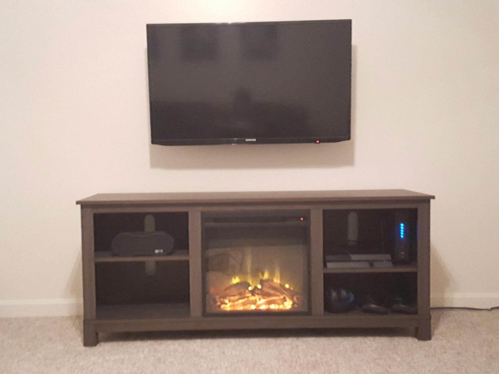 25/mo Finance Ameriwood Home Edgewood Fireplace 55", Black TV Stand