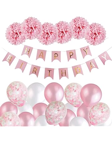 Pancarta de Feliz Cumpleaños Bola de Flores de Papel Globos 