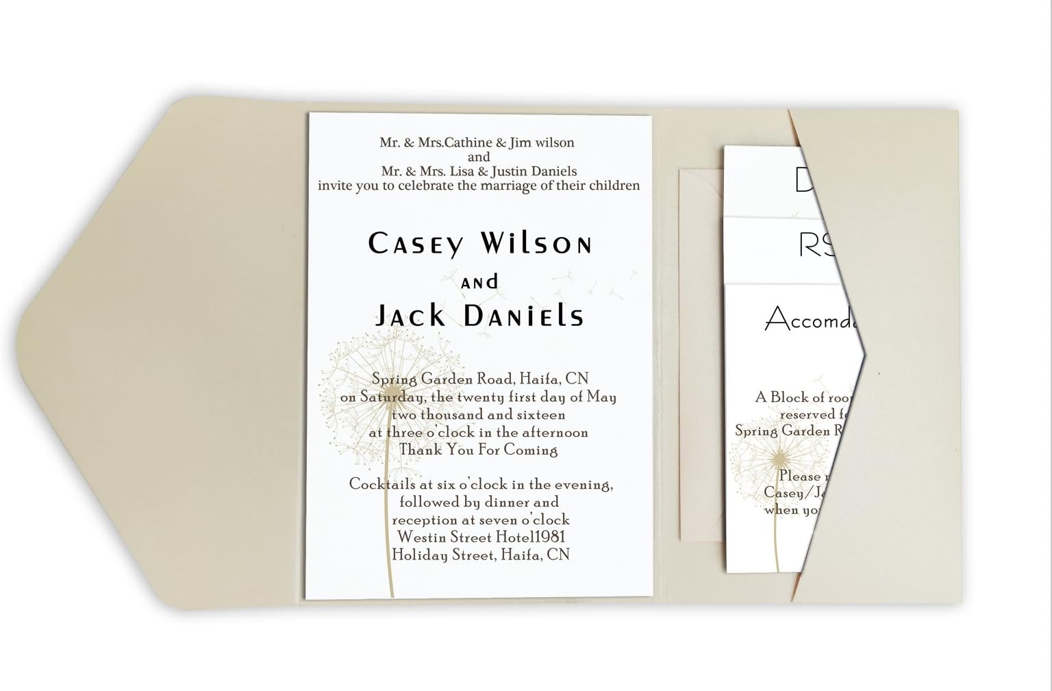 CustomFest Retangolo 1Pcs Sample, Pocket + Matching Envelop + RSVP Envelop + Main Invatation+ RSVP + Accommotation + Direction, Fits 5 x 7 Card, for Greeting, Wedding, Engagment, Party, Anniversary