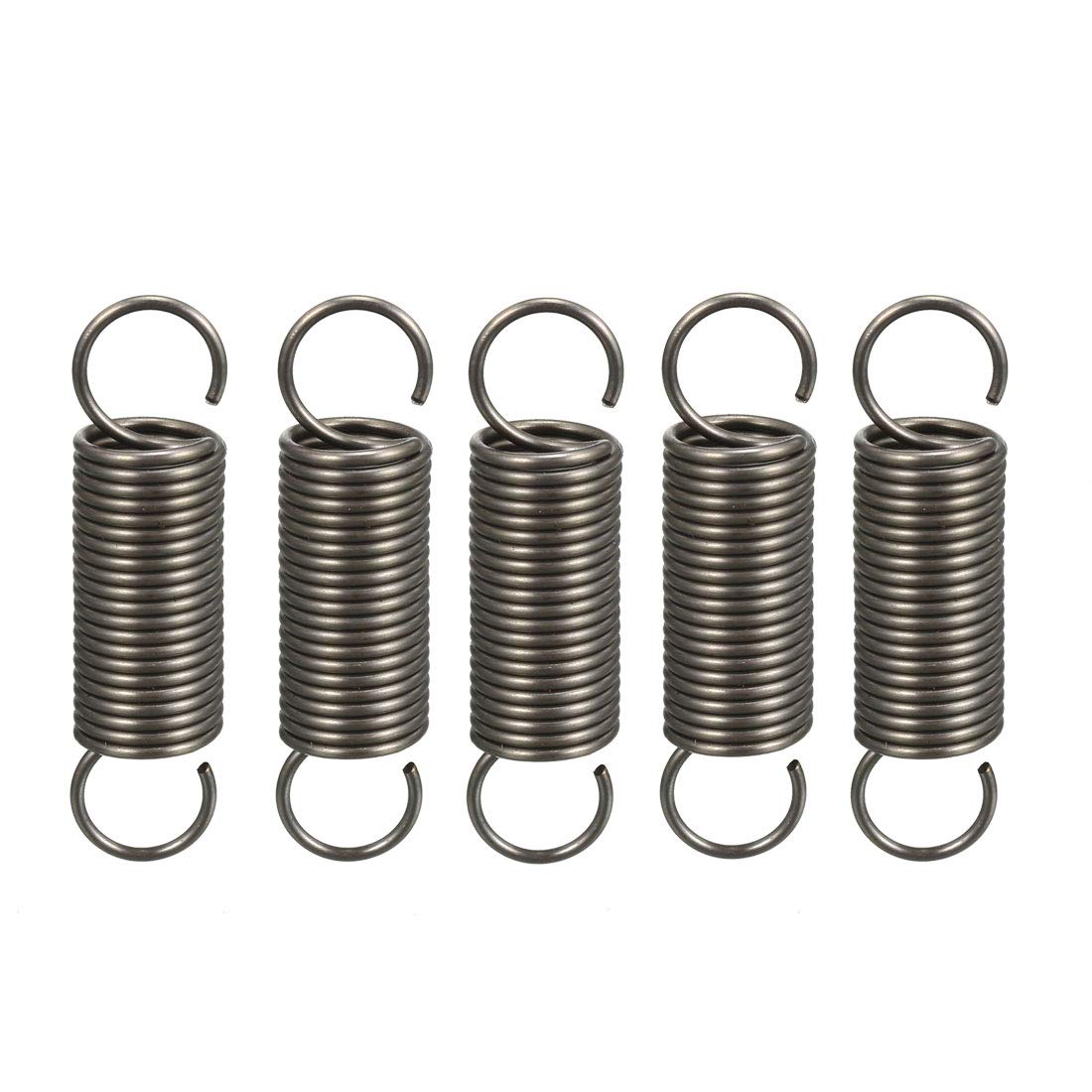 sourcing map 5Pcs Extended Tension Spring Wire Dia 0.04", OD 0.39", Free Length 1.57" Spring Steel Small Dual Hook Tension Springs for Production