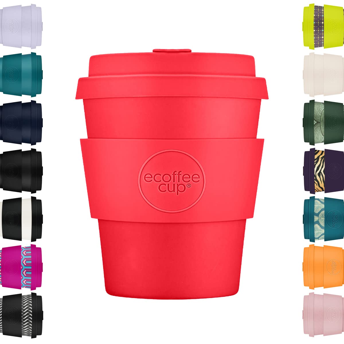 Ecoffee Cup 8oz 240ml Reusable Eco-Friendly 100% Plant Based Coffee Cup with Silicone Lid & Sleeve - Melamine Free & Biodegradable Dishwasher/Microwave Safe Travel Mug, Meridian gate