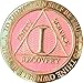 RecoveryChip 1 Year AA Medallion Reflex Pink Gold Plated Alcoholics Anonymous Chip