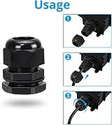 AVARTEK 20pk M20 20mm IP68 Waterproof Nylon Cable Glands 6-12mm Black view 4