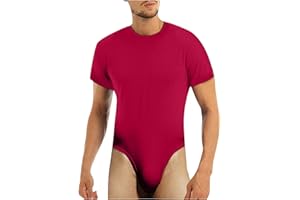 HBDHEJL Men's Lingerie High Cut One Piece Mankini Bodysuit Short Sleeve Leotard Thong Romper Pajamas Underwear