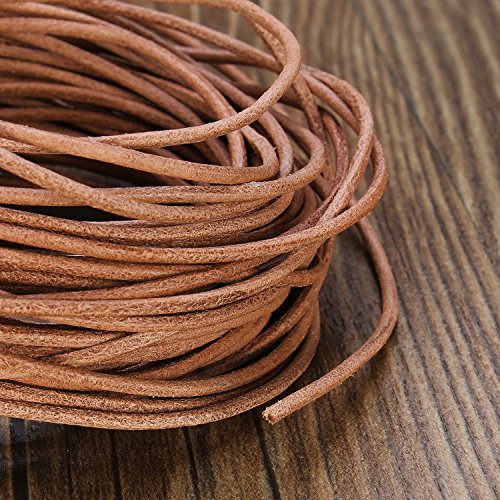 BEADNOVA 2.0mm Genuine Round Leather Cord Leather Strips For Jewelry Making Bracelet Necklace Beading, 10 Meters/11 Yards, Natural Color