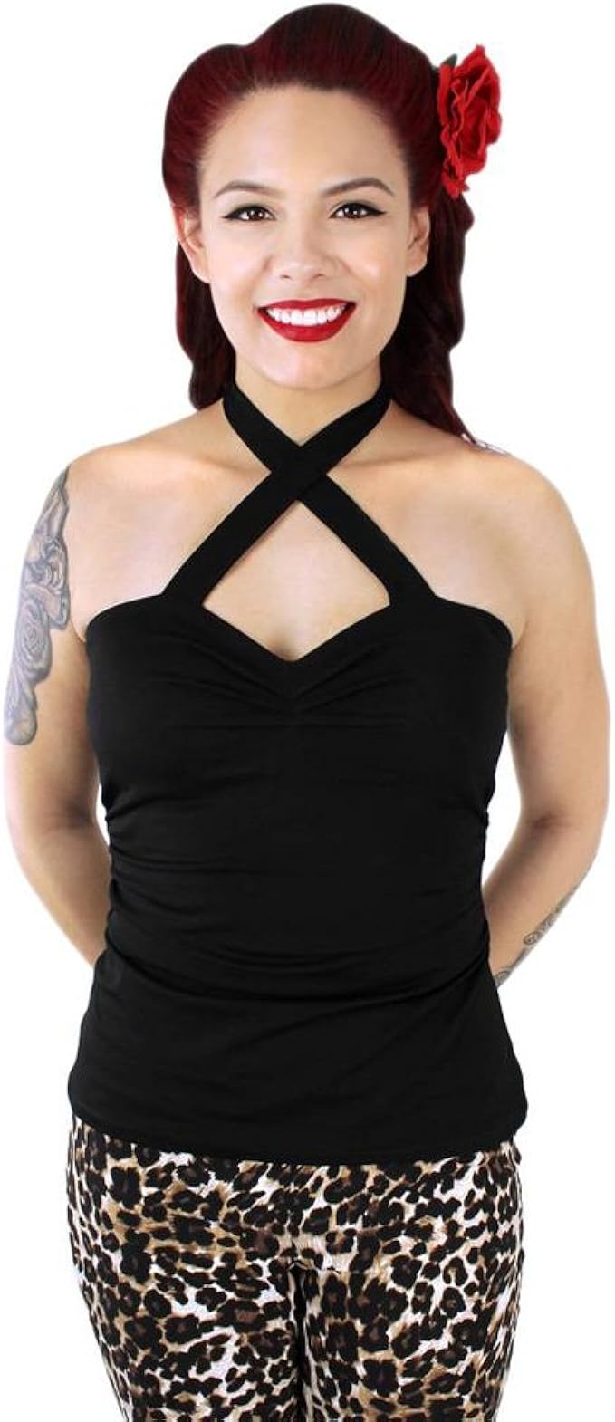 black criss cross halter top