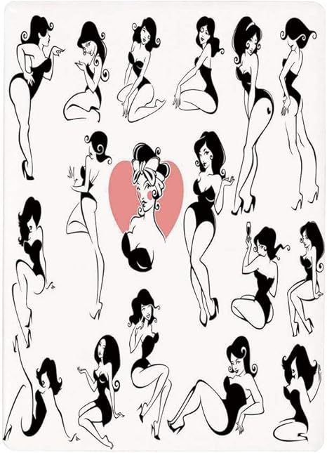 Amazon 壁紙 絵画風ポスター 女の子 有名なセクシーな女の子モデルのポーズをとるフルボディ機能太ももにハートのタトゥー ブラックホワイト60x100cm 風景 いろいろ ウォールステッカー オンライン通販