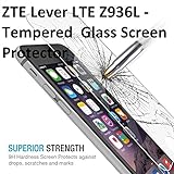 ZTE Lever LTE Z936L Z936C Glass Screen Protector, The3Knights[TM] - [Tempered Glass] + The3Knights[TM] Classic Stylus