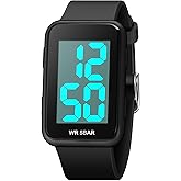 Reginald Men's LED Digital Watch Simple Atmospheric Rectangular Sports Watch Waterproof Luminous Outdoor Watch