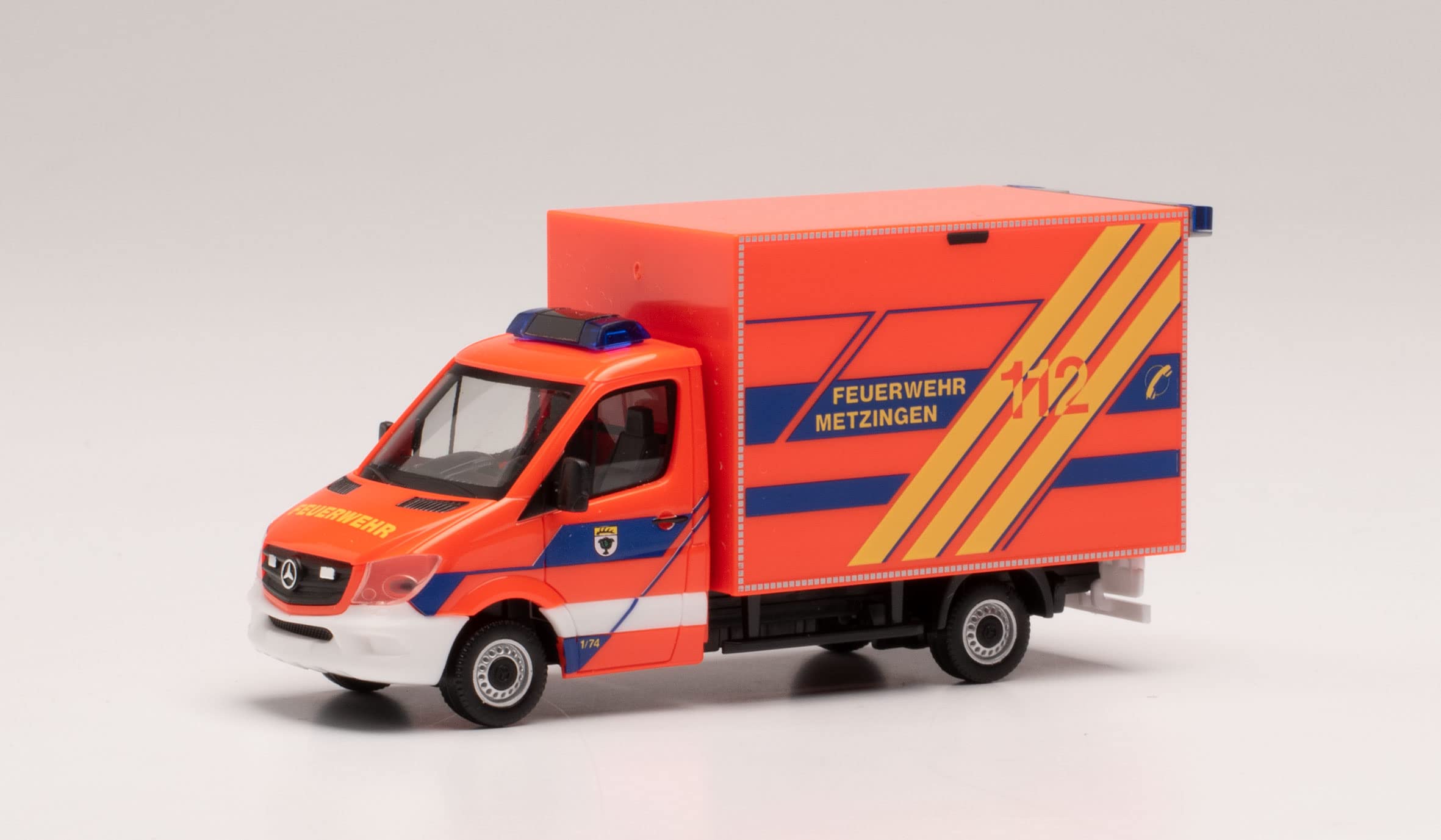 herpa 096690 Mercedes-Benz Sprinter Suitcase Truck Fire Brigade Metzingen in Miniature for Crafts Collecting and as a Gift, Multi-Coloured