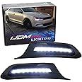 iJDMTOY Xenon White LED Daytime Running Lights Compatible With Volkswagen: 2011-2014 MK6 Jetta, OEM Fit DRL Bezel Assembly Powered by (9) High Power LED Lights Each Lamp