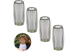 Tkocisa 4 Pack Head Net Face Mesh, Mosquito Hat Mask Head Cover for Camping Hiking Fishing Protecting from Insect Bug Bee Mosquito Gnats (55 x 50 cm)