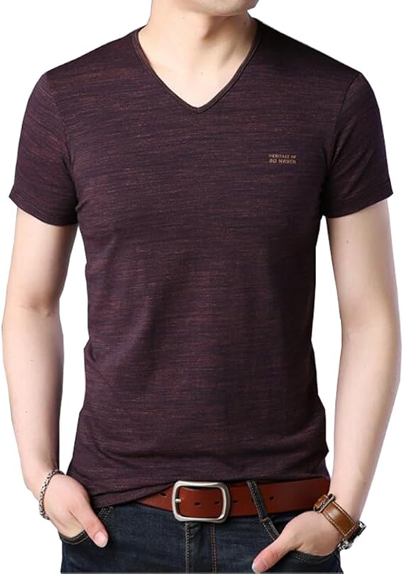 Amazon Respeedime新しい夏のメンズvネック半袖細いカジュアルスリムtシャツ Tシャツ カットソー 通販