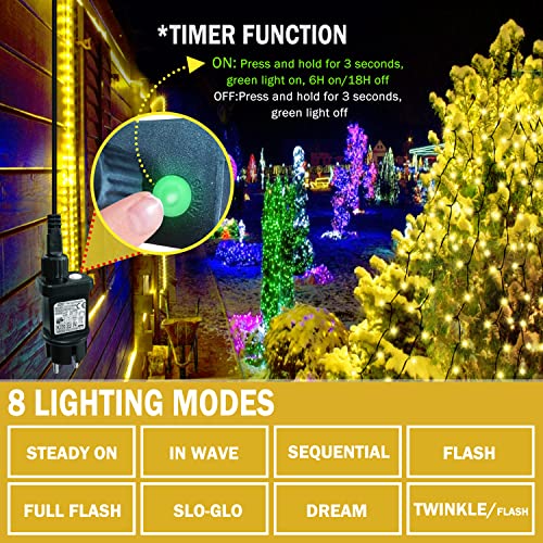 Kedoxi Weihnachtsbeleuchtung für Christbaum, Lichterkette Weihnachtsbaum, Lichterketten Christbaumbeleuchtung mit Ring, 2m 16 Girlande 400 LEDs Baumvorhang für 150cm bis 220cm Tannenbaum Warmweiß