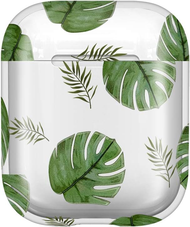 Falandi For AirPods Case, Cute Monstera Leaf Pattern Clear Polished Hardshell PC Material Protective Case Cover Skin Accessories Compatible with Apple AirPods Charging Case AirPods 1 & AirPods 2, Mons