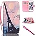 iPhone 5S Case, iPhone 5 Wallet Case, Firefish [Kickstand] [Shock Absorbent] Double Protective Case Flip Folio Slim Magnetic Cover with Wrist Strap for Apple iPhone 5/5S/SE-Tower