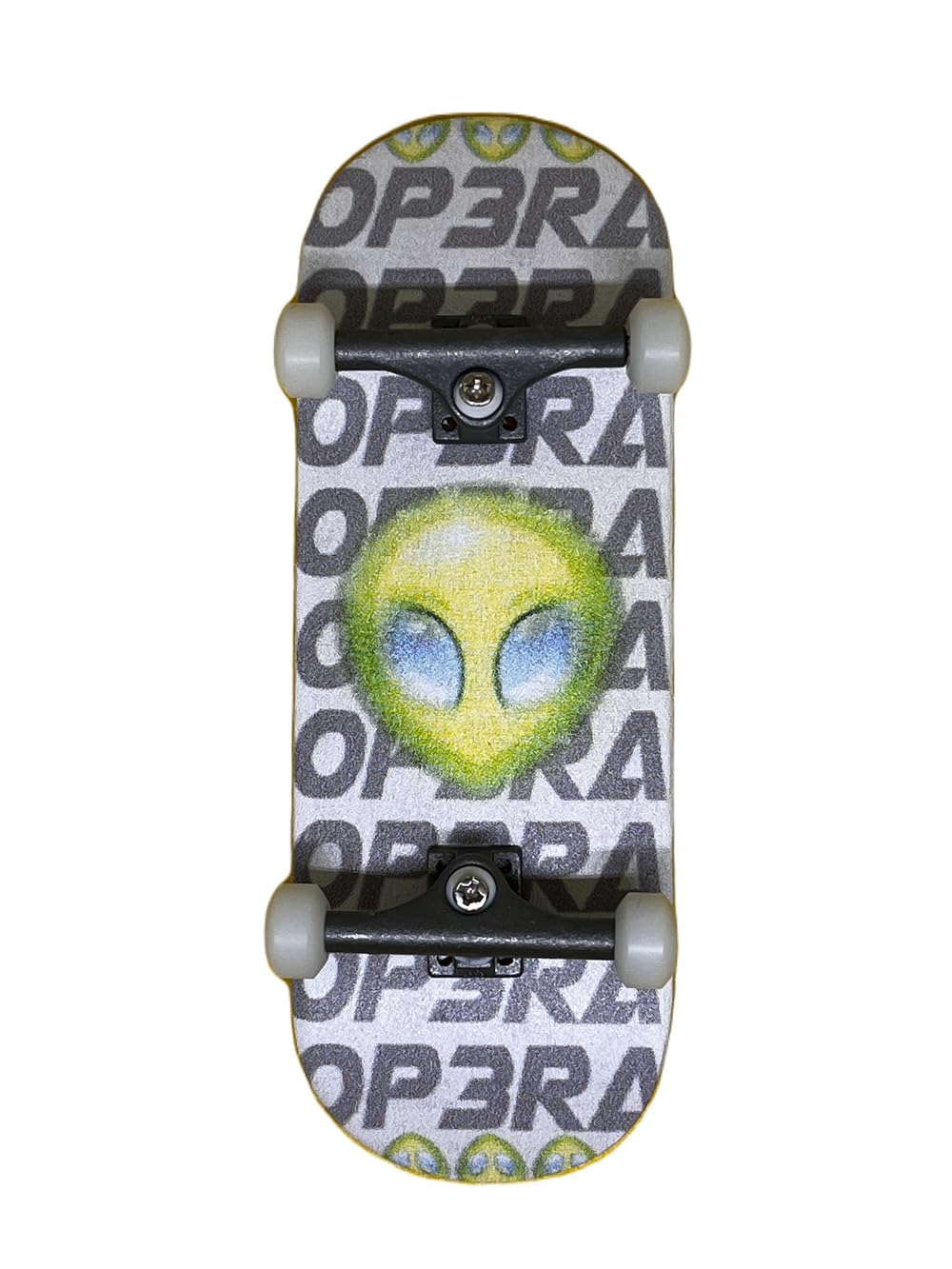 Op3ra Pro Fingerboard Complete-34 * 96mm Maple Wood Deck,UV Printing Graphic-Solid Single Axles Pro Trucks & 5 Urethane Bearing Wheels,-Replace Bushings-The Alien A51