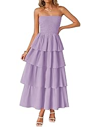 ZESICA Women‘s Summer Boho Strapless Maxi Dress