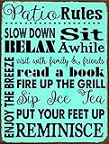Homebody Accents Patio Rules Turquoise Metal Sign, Outdoor Living, Patio Décor