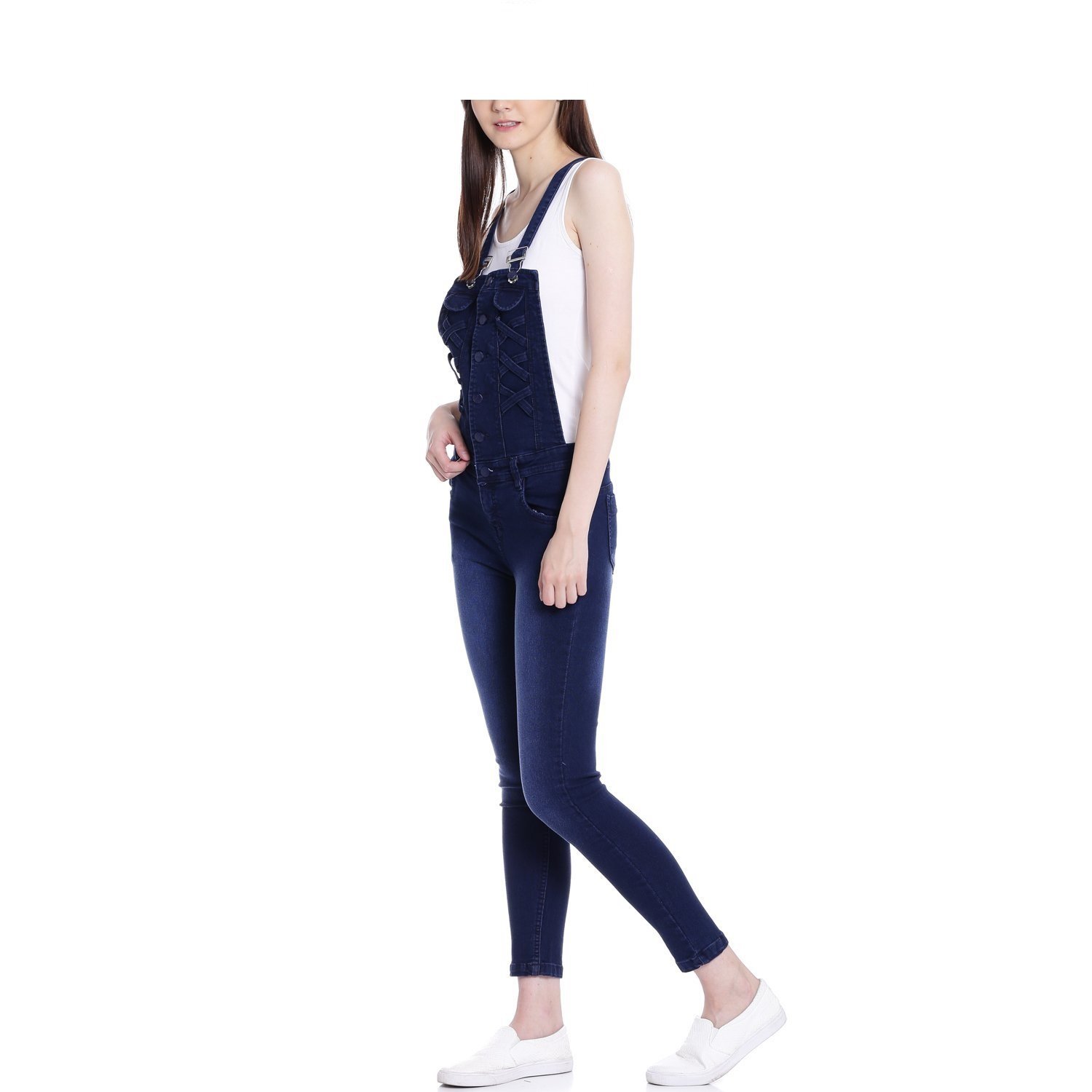 jubination girls ice blue skinny fit ice blue denim dungaree jeans