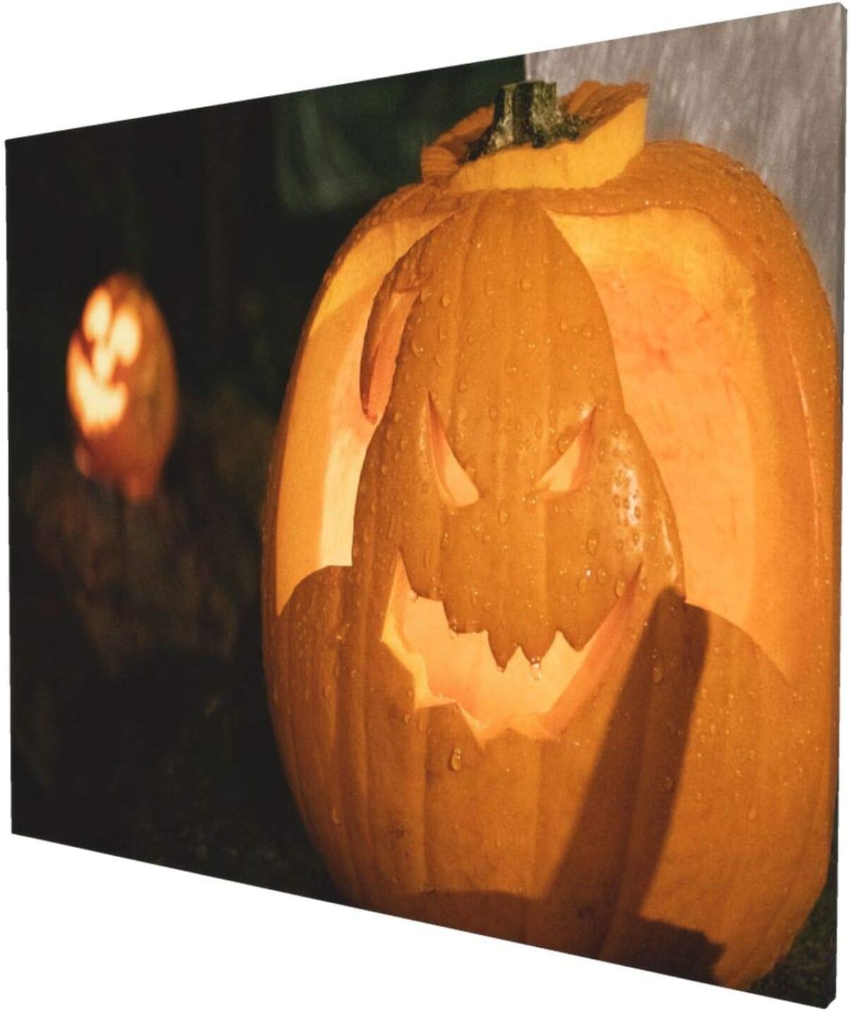 Canvas Wall Art Home Decorations, Spooky Halloween Pumpkin Wall Decor Artwork for Walls, Wall Decorations for Living Room Bedroom Frameless Wall Hanging Decor Paintings 24x20 Inch