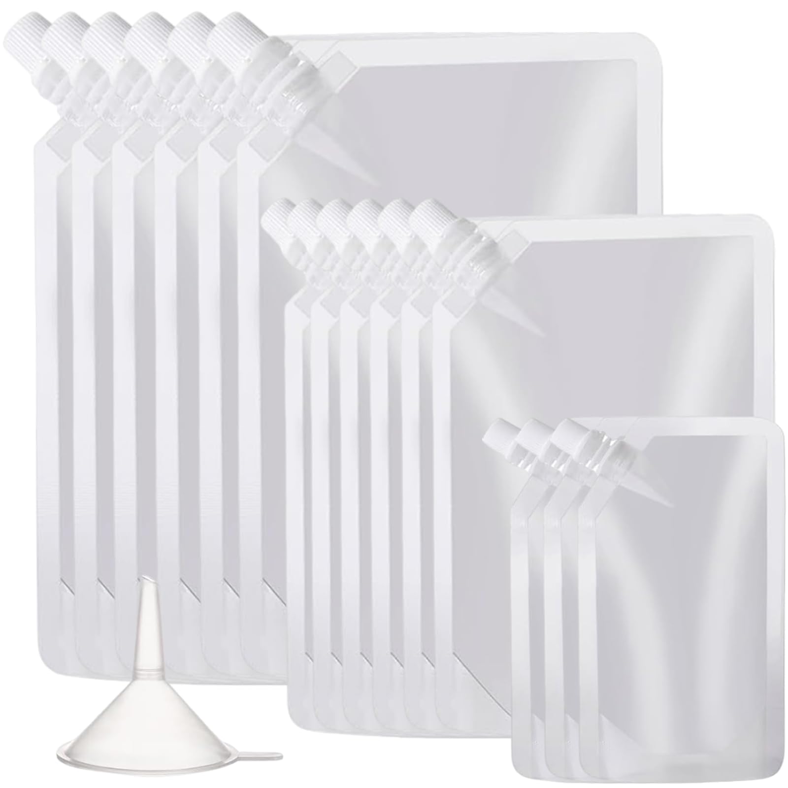 SiHuiTu 15pcs Clear Drink Pouches for Festivals with Funnel Leak Proof Alcohol Juice Liquid Pouches Bags, Beverage Bags Festival Essentials, Plastic Hip Flask for Parties, Picnic, Travel, Sports